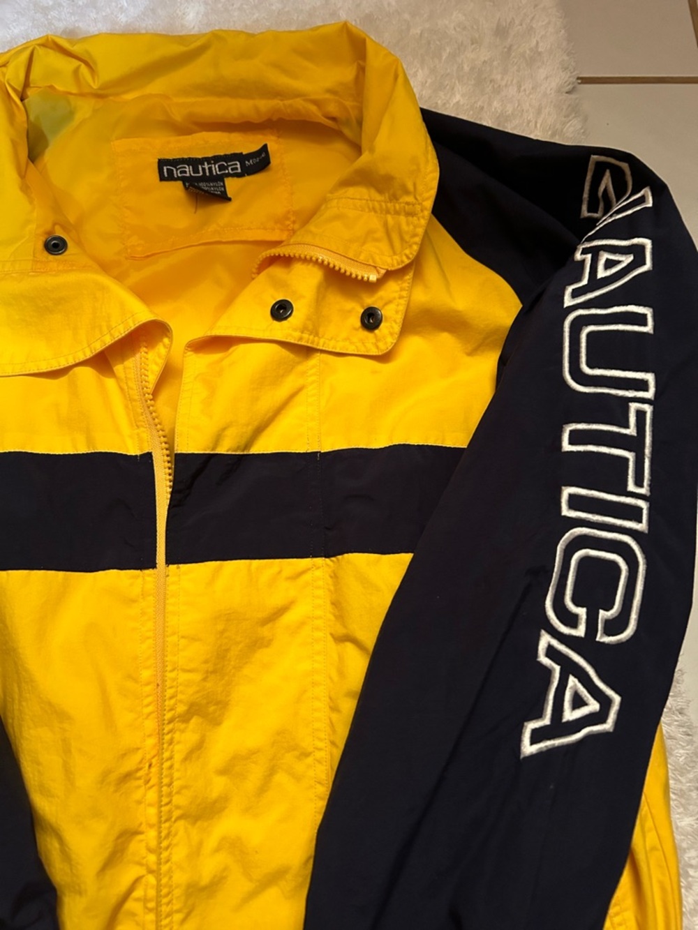 Vintage Nautica Yellow & Navy Windbreaker Jacket Women’s Small - Picture 2 of 4